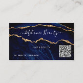 Carte de visite en marbre bleu marine avec code QR (Devant)