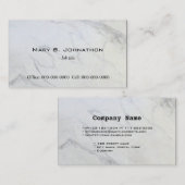 Carte de visite en marbre clair, sobre et élégant. (Devant / Derrière)