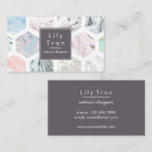 Carte de visite en marbre d'aquarelle Hexagon (Devant / Derrière)