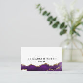 Carte de visite en marbre de texture violet et or (Debout devant)