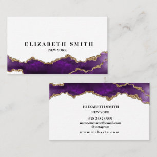 Carte de visite en marbre de texture violet et or