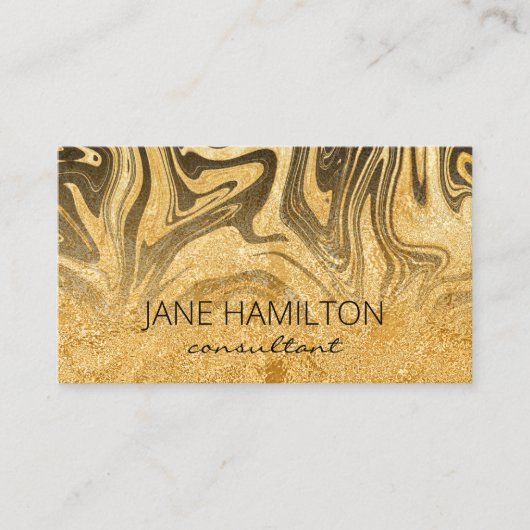 Carte de visite en marbre doré Abstrait moderne (Devant)