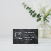 Carte de visite en marbre noir avec code QR (Debout devant)