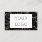 Carte de visite en marbre noir Votre logo Info tex (Devant)