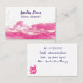 Carte de visite en marbre rose et or (Devant / Derrière)