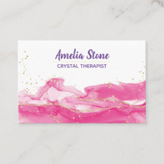 Carte de visite en marbre rose et or 
