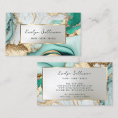 carte de visite en marbre turquoise liquide (Devant / Derrière)