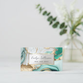 carte de visite en marbre turquoise liquide (Debout devant)