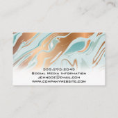 Carte de visite en marbre vert et métallique liqui (Dos)