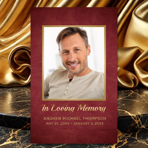 Carte De Visite En Mémoire Amoureuse Maroon Gold Photo Funeral Car