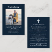 Carte De Visite En Mémoire Amoureuse Photo Blue Funeral Card (Devant / Derrière)
