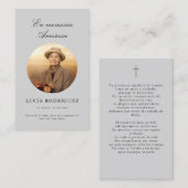Carte De Visite En Memoria Funeral Prier Photo Gray Spanish Card (Devant / Derrière)