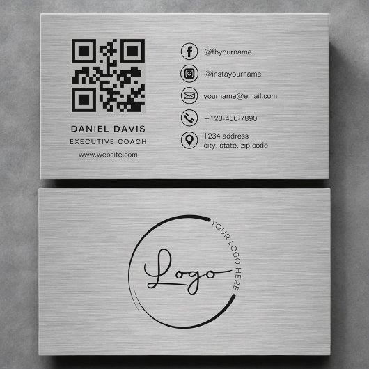 Carte de visite en métal Code QR pour coach exécut