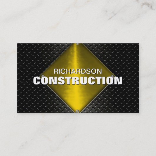 Carte de visite en métal de construction - or noir (Devant)
