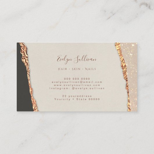 Carte de visite en papier brillant noir or (Dos)