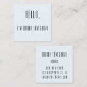 Carte de visite en pastel de carré de bleu BONJOUR (Devant / Derrière)