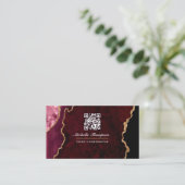 Carte de visite en pierre d'agate géode bordeaux e (Debout devant)
