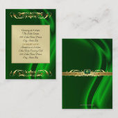 Carte de visite en soie vert d'information (Devant / Derrière)