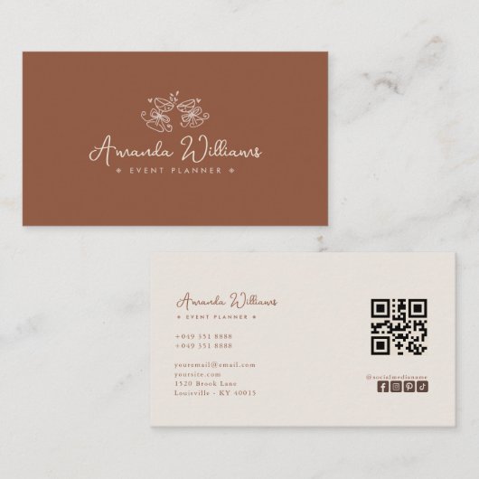 Carte de visite en terre cuite avec code QR pour l (Devant / Derrière)