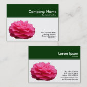 Carte De Visite En-tête de couleur III - Camellia rose - Vert fonc (Devant / Derrière)