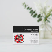 Carte De Visite En-tête de couleur III v2 - Noir - Dessin Rose (Debout devant)