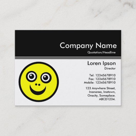 Carte De Visite En-tête de couleur III v2 - Noir - Visage souriant (Devant)