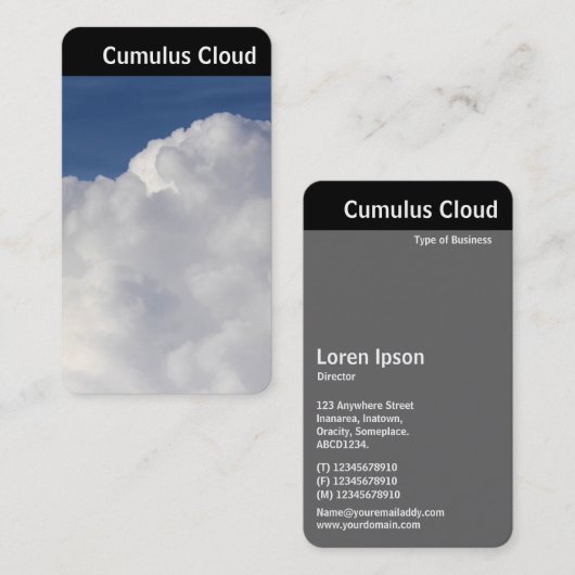 Carte De Visite En-tête V - Nuage Cumulus (Devant / Derrière)