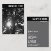 Carte De Visite En-tête V - Sun Through Trees B&W (Devant / Derrière)