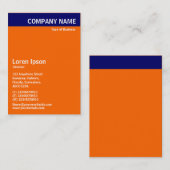 Carte De Visite En-tête vertical - Bleu avec orange et blanc (Devant / Derrière)