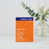 Carte De Visite En-tête vertical - Bleu avec orange et blanc (Debout devant)