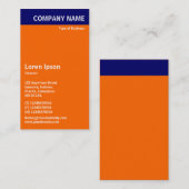 Carte De Visite En-tête vertical - Bleu avec orange et blanc (Devant / Derrière)
