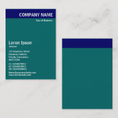 Carte De Visite En-tête vertical - bleu avec Turquoise 006666 et b (Devant / Derrière)