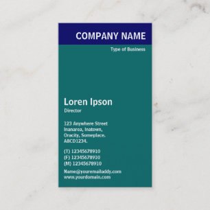 Carte De Visite En-tête vertical - bleu avec Turquoise 006666 et b