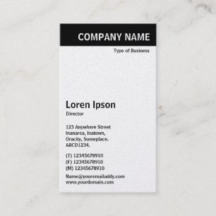 Carte De Visite En-tête vertical - Noir avec blanc (carte Platine)