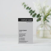 Carte De Visite En-tête vertical - Noir avec gris CCCC CCCC (Debout devant)