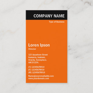 Carte De Visite En-tête vertical - Noir avec orange FF6600