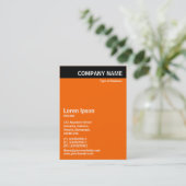 Carte De Visite En-tête vertical - Noir avec orange FF6600 (Debout devant)