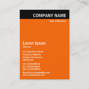 Carte De Visite En-tête vertical - Noir avec orange FF6600