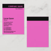 Carte De Visite En-tête vertical - Noir avec Rose FF66CC (Devant / Derrière)