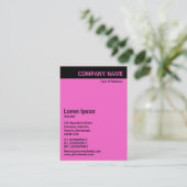 Carte De Visite En-tête vertical - Noir avec Rose FF66CC (Debout devant)