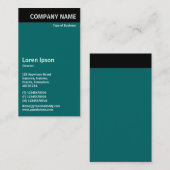 Carte De Visite En-tête vertical - Noir avec Turquoise 006666 (Devant / Derrière)