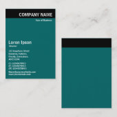 Carte De Visite En-tête vertical - Noir avec Turquoise 006666 (Devant / Derrière)