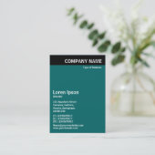 Carte De Visite En-tête vertical - Noir avec Turquoise 006666 (Debout devant)