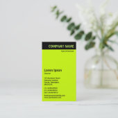 Carte De Visite En-tête vertical - Noir avec vert CCFF00 (Debout devant)