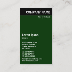 Carte De Visite En-tête vertical - Noir avec vert foncé 003300