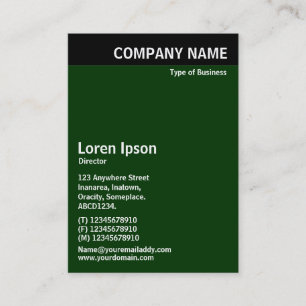 Carte De Visite En-tête vertical - Noir avec vert foncé 003300