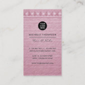 Carte de visite en tissu rose et or (Dos)