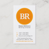 Carte de visite en verre orange, gris et blanc de (Devant)