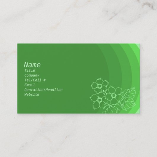 Carte De Visite En vert (Devant)
