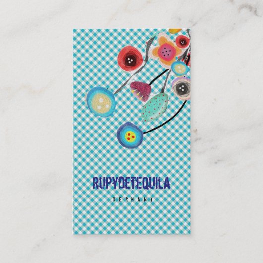 Carte de visite En vichy bleu (Devant)